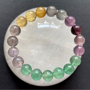 七彩萤石手链天然萤石单圈拉斯萤石蓝萤石蓝绿水晶饰品手串女