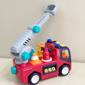 汇乐电动消防车宝宝婴儿早教益智仿真云梯升降车儿童玩具汽车男孩