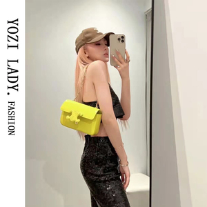 2022新款包包网红lisa同款腋下包真牛皮凯旋门链条单肩法棍包潮流