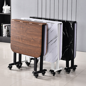 折叠桌餐桌家用小户型简易长方形饭桌可折叠桌子移动带轮桌椅组合