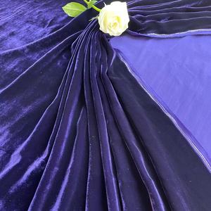 真丝绒布料旗袍连衣裙外套布料秋冬季服装面料厚款114门幅 蓝紫色