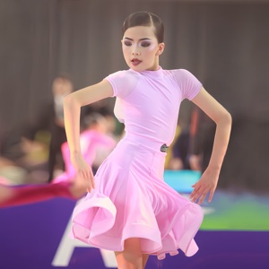 歌瑞亚拉丁舞女少儿童小高领超薄丝绒分体鱼骨考级比赛表演规定服