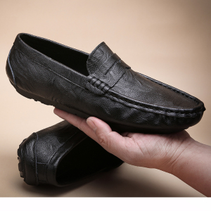 夏季新款豆豆鞋男真皮透气镂空软底韩版潮休闲精神小伙皮鞋懒人鞋