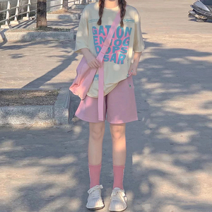 可爱甜酷短袖运动套装女夏季新款学生少女韩版宽松休闲短裤两件套