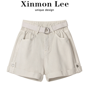 XinmonLee高腰牛仔短裤女2024新款夏季设计感宽松显瘦a字阔腿裤子