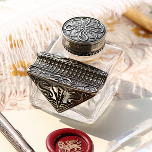 意大利手工复古墨水瓶空瓶创意笔台墨水池墨水台琉璃铜bortoletti