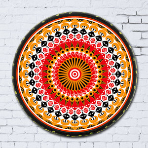 新疆彩绘手鼓牛皮鼓民族风格图案餐厅饭店装饰品摆件民族乐器挂件