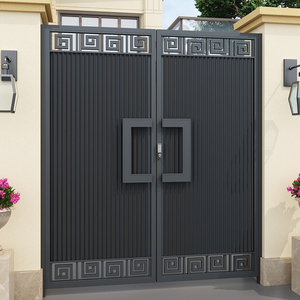 铁艺庭院门中式单双开入户外花园铁门铝合金别墅大门百叶不锈钢门