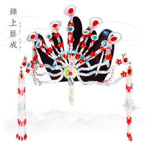 京剧戏服凤头饰黄梅戏配件头冠戏曲古装小姐丫鬟仙女花旦假发头套