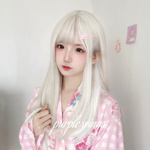 假发女长发仿真全头套银白色挂耳染自然网红cos中长发挑染假发套