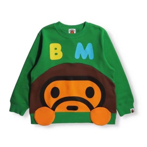 日本潮牌bape2022秋冬新款男女儿童大头猴子图案纯棉套头休闲卫衣
