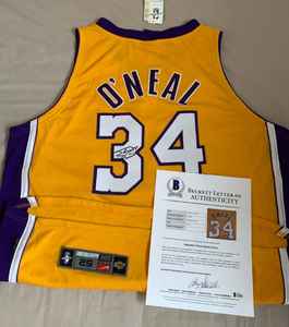 奥尼尔签名球衣湖人au球员版 奥尼尔亲笔签名球衣篮球服科比签名