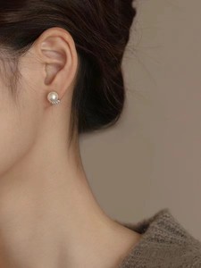 【经典大小姐】施家品质珍珠法式轻奢优雅镶钻珍珠耳钉蚊香盘耳夹