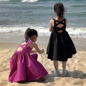 女童装韩版夏季背心连衣裙新款儿童日常洋气吊带裙子潮沙滩裙海边