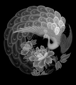 团凤凤凰牡丹精雕图 浮雕图 灰度图 jdp 电脑雕刻 木雕源文件下载