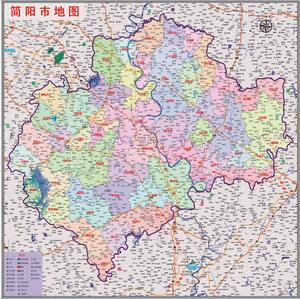 2020年6月四川成都市简阳市百度版地图行政交通旅游乡镇90x90cm