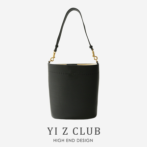Yi Z CLUB 高级感荔枝纹头层牛皮单肩斜挎手提水桶包女士包袋0.97