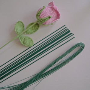 2号花杆24号胶包绿细铁丝手工DIY制作材料编织玫瑰花朵辅料配件