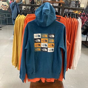 美国代购 the north face北面男士后背方块logo 连帽加绒卫衣