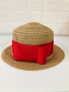 韩国童装小雨伞小云朵新款夏季红色蝴蝶结草帽遮阳帽