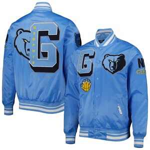 美国代购正品雄鹿湖人篮网勇士热火灰熊队棒球服外套纽扣夹克缎面