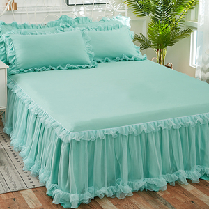 韩版蕾丝床裙单件公主床罩床套加厚1.5米1.8m床垫防滑保护套床单