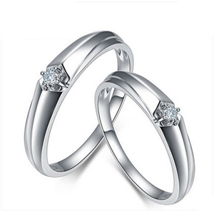 钻石戒指男女戒托求结婚对18K白金千叶珀金镶钻AU750克拉分4C3EX