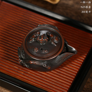 云南建水紫陶茶壶 马琳大师名家全手工堆雕手抓壶紫陶壶 带收藏证