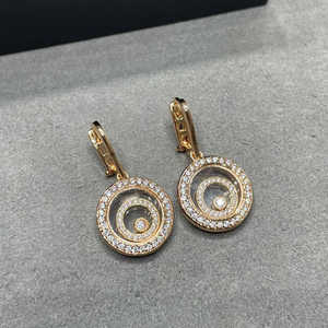 三个圆圈透明钻石耳环925纯银18K玫瑰金耳钉吊坠时尚耳饰送人礼物