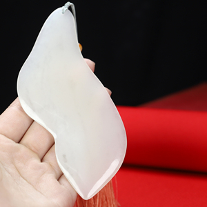 新疆和田玉羊脂玉白玉刮痧板手持送礼精品好物男女款青海料和田玉