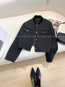 黑色短外套女2024春装新款韩国东大门修身显瘦气质高级小香风上衣