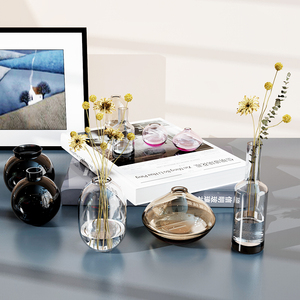 北欧绿萝小号玻璃小花瓶客厅桌面插花摆件办公室迷你透明简约水培