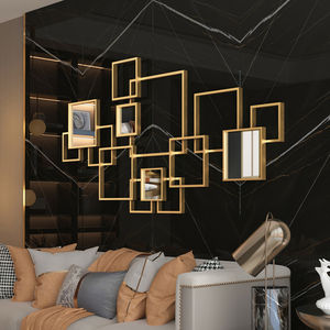 后现代背景墙装饰壁挂壁饰玄关卧室墙壁轻奢金属铁艺墙面墙饰挂件