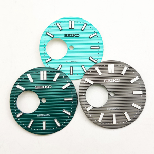 手表改装配件 蓝色nh38表盘代用精工字面 简约夜光男士机械表面