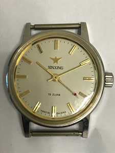 烟台产/新星牌手表/全钢壳/金色表盘/男式手表