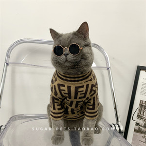 冬天宠物狗狗猫咪衣服冬季潮牌比熊英短蓝猫公猫帅气猫猫毛衣冬装