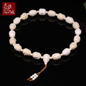 保真天然猛犸象牙十八罗汉手持手串冰料手工精雕十八子文玩念珠串