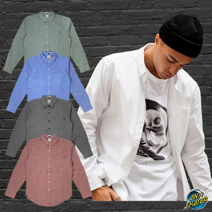 antiskater 经典纯色百搭 小刺绣口袋 翻领纽扣 滑板钻石长袖衬衫