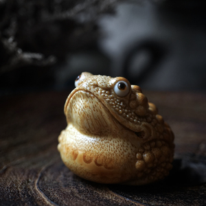 刘成名家纯手工小巧金蟾竹根雕刻手把件摆件精品满钉老料文玩茶宠