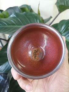 名盏阁 非遗名家建盏 张伟 柴烧赤豪 兔豪油滴曜变建盏 主人杯