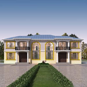 ms 5016 兄弟双拼二层别墅设计图纸 自建房农村设计图 全套施工图