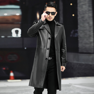 海宁真皮大衣男士机车服中长款皮风衣燕双鹰同款绵羊皮西装领外套