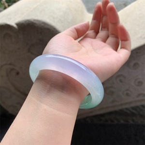 人人翠  正圈 60 冰春带彩果冻种水镯  天然翡翠手镯