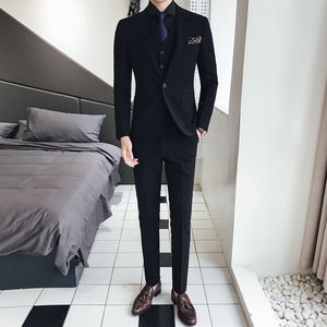 韩国秋季气质西服套装男商务休闲正装韩版修身小西装新郎结婚礼服