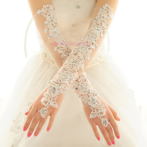 新娘婚纱手套长款夏季结婚防晒婚纱礼服手套蕾丝包邮手套加长白色