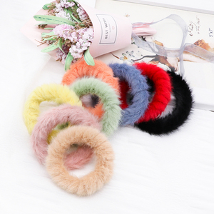 日韩diy手工秋冬软萌仿兔毛毛绒发圈头绳发饰马尾皮筋配件材料纯