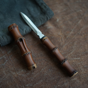 茶刀竹节古朴碳化竹根纯手工配竹节刀鞘开普洱茶饼茶道具顺丰包邮