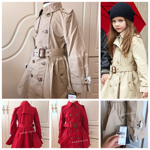 正品现货poloralph lauren拉夫劳份童装女童风衣卡其色红色特价清