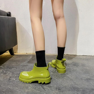 阿希哥mona网红同款雨靴厚底马丁短靴男女防滑雨鞋短筒单靴及踝靴