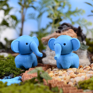 苔藓微景观饰品 多肉植物花盆装饰品 玩偶摆件 蓝色大象 diy材料